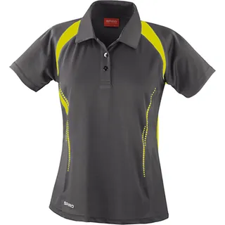 SPIRO S177F | Damen Team Spirit sports Poloshirt +Atmungsaktiv - Farbe: Grey/Lime - Größe: L (40) - Grau