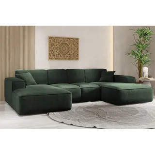 kaiser möbel Ecksofa, Eckcouch U form, Wohnzimmer Couch Large 342cm SIENA stoff Poso Grün - Grün