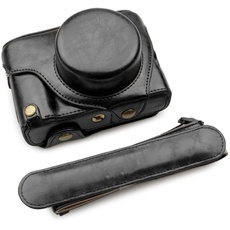 MUZIRI KINOKOO Fuji X100V Tasche aus PU-Leder für Fujifilm X100V Kamera Schutzhülle - Abnehmbares Design mit Schultergurt-Schwarz