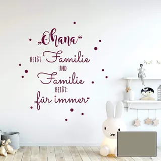 Wandtattoo Aufkleber Spruch "Ohana heißt Familie" Wanddeko Wandgestaltung M2234 - ausgewählte Farbe: *mittelgrau* ausgewählte Größe: *L - 67cm hoch x 53cm breit*