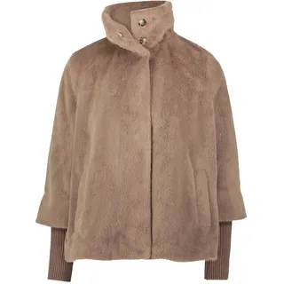 Zero Fellimitatjacke "Fellimitat-Jacke mit Stehkragen", desert taupe