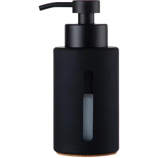 Enra Seifenspender aus Glas mit Matter Edelstahlpumpe, 340 ml, Hand- und Flüssigseifenspender mit Gummibeschichtung für Bad und Küche (schwarz)