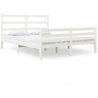 vidaXL Massivholzbett Weiß Kiefer 120x190 cm - Weiß