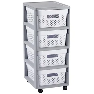 Curver Schubladenbox 30 x 30 x 30 cm 4-tlg. grau/weiß