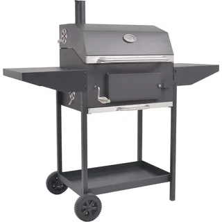 Holzkohlegrill Smoker mit Ablage Schwarz - Schwarz