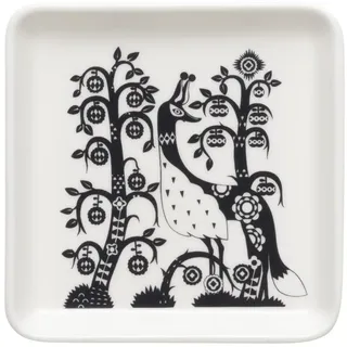 Iittala Teller Quadrat Taika aus Vitroporzellan, Farbe: Schwarz und Weiß, Maße: 12x12x1,9 cm, 1070928