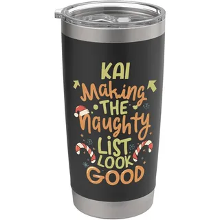 Kai Naughty List Funny Christmas Kai Name Personalisiert Doppelwandiger Edelstahl-Thermobecher