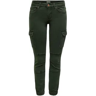 ONLY Cargo Jeans Hose | Stretch Denim Jogger Pants | Slim Mid Waist Karottenhose ONLMISSOURI, Farben:Grün-3, Größe:42W / 32L, Z-Länge:L32