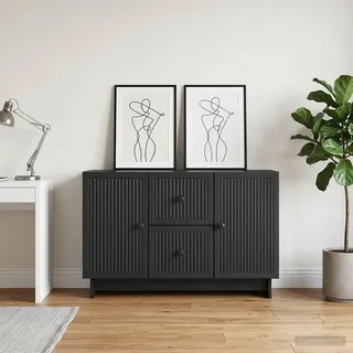 vidaXL Sideboard Schwarz 89 x 34,5 x 60 cm Holzwerkstoff - Schwarz