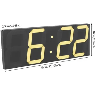 LED Wanduhr - Digitale Wanduhr - Große LED-Anzeige 45×16×2,5 cm - Lautlos - Acryl - Mit Wecker - Beige