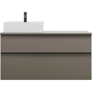 burgbad Eqio Keramik-Aufsatzwaschtisch quadratisch, links, inklusive Waschtischunterschrank mit 2 Schubladen, Breite 1200mm, SGUQ120LF2010C0001G0252