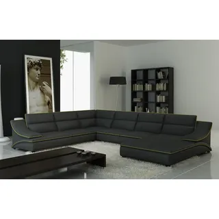 Design XXL Big Ecken Polster Eck Sofa Couch Leder Sofas Garnitur Wohnlandschaft - Schwarz