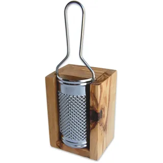 Olivenholz-erleben Käsereibe »für Hartkäse, aus Edelstahl mit Olivenholzbox« Metallreibe aus Edelstahl, Auffangbox aus Olivenholz, auch für Muskat, beige