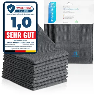 OXIRU Mikrofasertücher 60x40 Set - Premium Geschirrtücher Mikrofaser, Streifenfreie Fenstertücher, Hochglanzfronten Tücher, Glastücher und Auto Microfasertücher