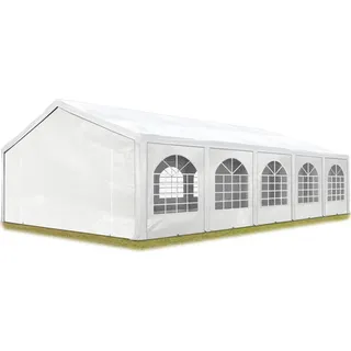 TOOLPORT Hochwertiges Partyzelt 5x10 m Pavillon Zelt PE Plane 450 N Gartenzelt Festzelt Wasserdicht weiß - Weiß