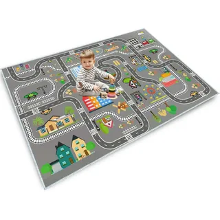 Autoteppich kinder,spielteppich kinder straße,kinderteppich für Jungen&Mädchen,Spielmatte Fahrzeugteppich Bauteppich,Stadt Lernbereich Teppich Pädagogisch für Schlafzimmer&Spielzimmer(A,80x120cm)