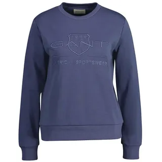 GANT Damen REG Tonal Shield C-Neck Sweat Sweatshirt, Dusty Navy, 38