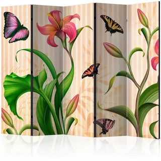 artgeist Paravent , Multicolor , Holz, Textil , Kiefer , massiv , Vintage , 225x172x3 cm , Motiv auf Vorder- und Rückseite , Wohnzimmer, Raumteiler, Paravents