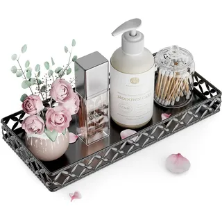 EKNITEY Badezimmer Tablett, Dekotablett Deko Tablett, Schminktisch Tablett Deko Rechteckig für Gewebe, Kerzen, Handtuch, Kleine Kosmetisch, Pflanzen