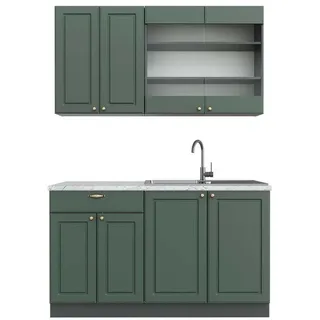 Vicco Küchenzeile Fame-Line 140 cm Grün-Gold