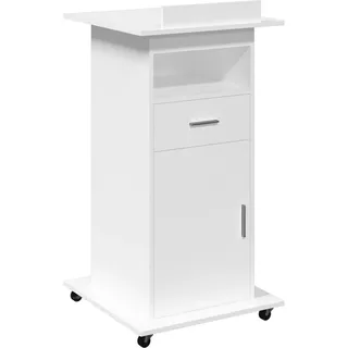 vidaXL Rednerpult mit Rollen , Schublade Weiß 55x55x107 cm - Weiß