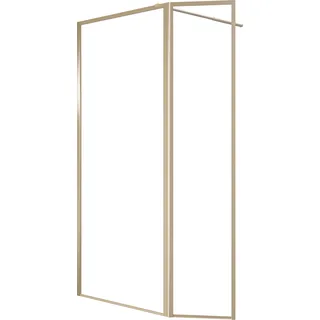 Duschwand gold Marwell Walk In Dusche Golden Frame 200x90cm - Duschwand mit schwenkbarer Flügeltür 180° - mit gehärtetem 5mm Glas - hochwertige Aluminiumrahmen in ge