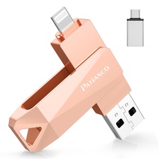 USB Stick für iPhone 512GB,Patianco[MFI Zertifizierter] Speicherstick Externer Speichererweiterung für iOS,USB 3.0 Pendrive 3 in 1 Flash Laufwerk für Android Handy/Laptop/PC/Mac/iPad(Rosa)