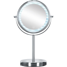 Bild Kosmetikspiegel Bright Mirror mit 5-facher Vergrößerung, LED-Beleuchtung und Touch-Funktion, Größe: 17,5 x 29,5 x 12 cm, Material: Metall/ Glas / LED, Chrom