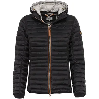 camel active Damen leichte Steppjacke mit Abnehmbarer Kapuze Schwarz, womenswear-40