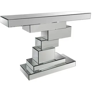 Livetastic Konsolentisch , Silberfarben , Glas, Holzwerkstoff , rechteckig , Sockel , 33x80x119 cm , Wohnzimmer, Wohnzimmertische, Konsolentische