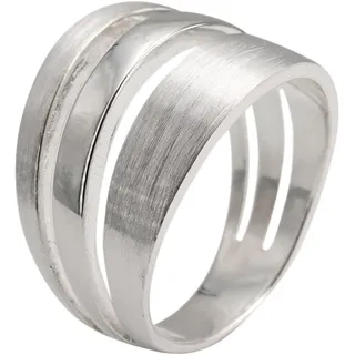 SILBERMOOS Damen Ring Fächerring Fächer Motiv breit matt glänzend Sterling Silber 925, Größe:62