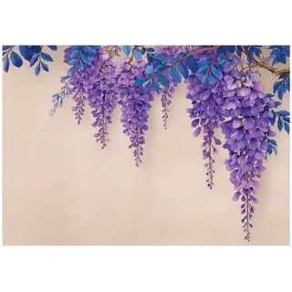 Wallarena Fototapete Blumen Hängend Lila 300x210 cm , Multicolor , Papier , Uni , Rechteckig , 300x210 cm , FSC 100% , Tapeten & Wandverkleidungen, Fototapeten
