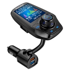 Bluetooth FM Transmitter für Auto mit 1,8" Farbbildschirm Bluetooth Freisprechanruf Bluetooth Auto Radio Adapter 4 in 1 MP3 Player AUX 2 USB Anschlüsse SD/TF Karte,