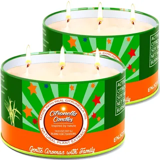 Aottom Citronella Kerze Outdoor groß, 2 x 400g Outdoor Kerzen Natürliche Sojawachs Zitronella Kerze Garten mit 3 Docht Citronella Duft Kerze für Garten | Camping | Picknicks | 160 Stunden Brenndauer
