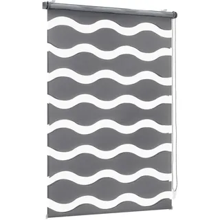 Sekey Doppelrollo Wellen Klemmfix ohne Bohren für Fenster, Doppelrollo 130 cm breit, Duo Rollo Welle Jalousie Sonnenschutz, 130x150cm, Dunkelgrau