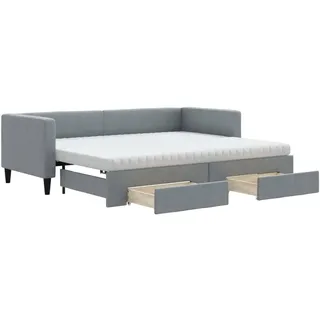 vidaXL Tagesbett Ausziehbar mit Schubladen Hellgrau 80x200 cm Stoff - Grau