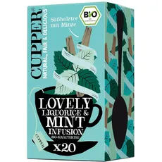 Bild Bio Kräutertee Lovely Liquorice & Mint", Pfefferminztee, 20 Teebeutel, umweltfreundlich, fair gehandelt