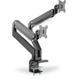 Digitus Universal Dual Monitorhalter mit Gasdruckfeder und Klemmbefestigung Schwarz