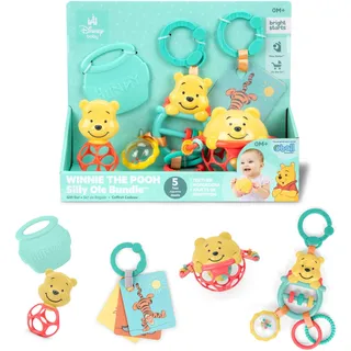 Bright Starts Disney Baby Winnie Puuh Silly Ole Bundle Geschenk-Set, 5 Spielzeugen für Neugeborene und ältere Kinder