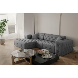 Kaiser Möbel Ecksofa Wohnlandschaft Wohnzimmer CLOUD stilvol STAHL links - Schwarz