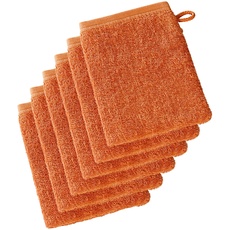 De Witte Lietaer Wellness Waschlappen 6er Set, 100% Baumwolle, Orange, 15x22 cm