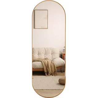 buxibo SensaHome Ovaler Wandspiegel - Minimalistisches Design - Metallrahmen - Modern - Ankleidezimmer Spiegel - 50x160CM - Gold - Gold