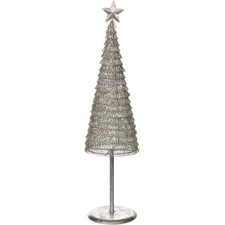 J-LINE - Weihnachtsbaum, rund, Pailletten, Metall, silberfarben, groß