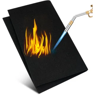 Flintronic Feuerfeste Unterlage, 30x23 cm - Hitzeschutzmatte hitzebeständig | bis 982 °C-Sicheren Brandschutz, 5mm Stark Carbonfilz Feuerschutzmatte, für BBQ Grills, Camping, Schweißen, Kamin, Rasen