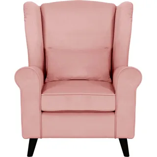 Home affaire Sessel »Ohrensessel CHISTELLE, wahlweise mit Polsterhocker«, mit Wellenunterfederung, Maße: B/T/H: 81/87/99 cm, rosa