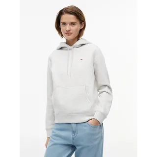 Kapuzensweatshirt TOMMY JEANS "TJW REG S FLAG HOODIE", Damen, Gr. M (40), ice grau heather, Sweatware, Obermaterial: 80% Baumwolle, 20% Polyester, meliert, regular fit kurz, Rundhals, Rippbündchen, Sweatshirts Kapuzensweatshirt, Baumwollmischung
