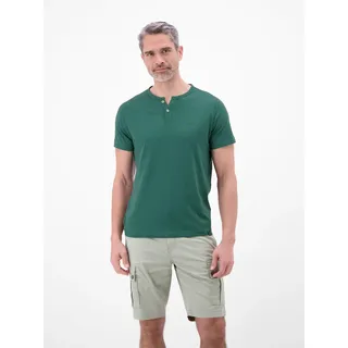 T-Shirt LERROS "T-Shirt mit Rundhalsausschnitt und Knopfleiste", Herren, Gr. XXL, soft teal, 100% Baumwolle, Rundhals, Shirts T-Shirt