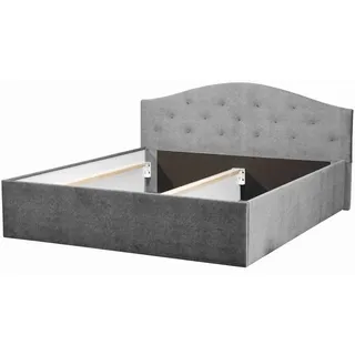 Halmon Schlafkomfort Betten Polsterbett Grau 180 x 200 cm Stauraum ohne hydraulische Funktion Ohne Matratze und Lattenrost - Grau
