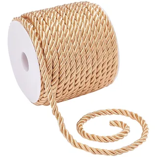 PandaHall 18m/19.6 Yard Twisted Kordelseil 5mm Goldrute Twisted Kordelbesatz Polyester Geflochtene Kordel Schnurkordel Für Ehrenkordel Vorhang Raffhalter Polster Geschenktüten Verschönern