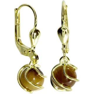 Ostsee-Schmuck Ohrhänger Goldkäfig Tigerauge Gold 333 23